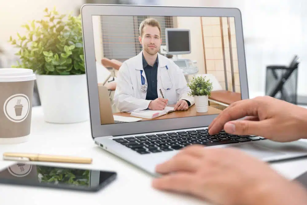 Doctor,With,A,Stethoscope,On,The,Computer,Laptop,Screen.,Telemedicine