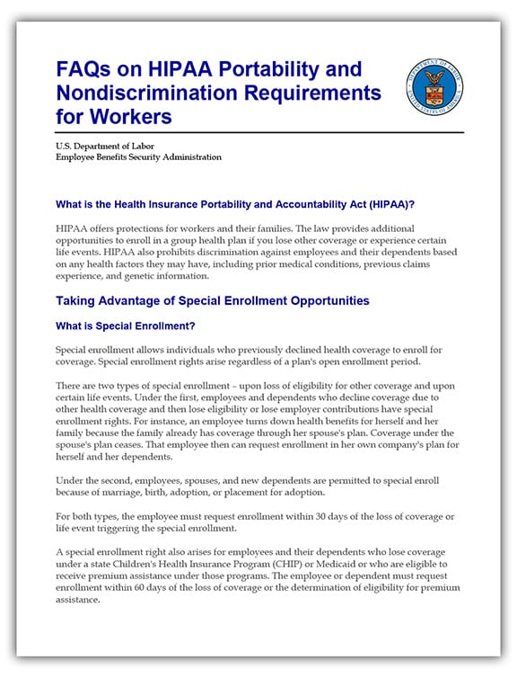 FAQs on HIPAA Portability