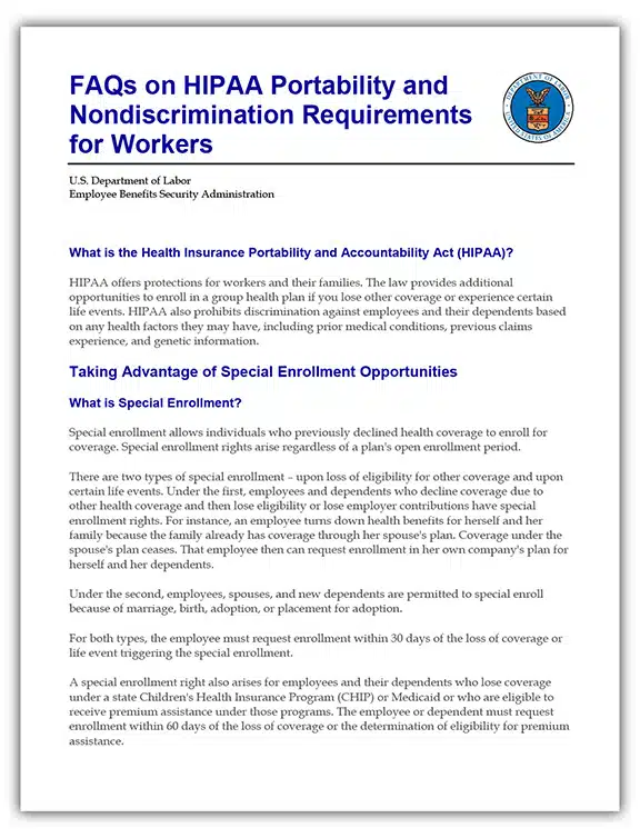 FAQs on HIPAA Portability